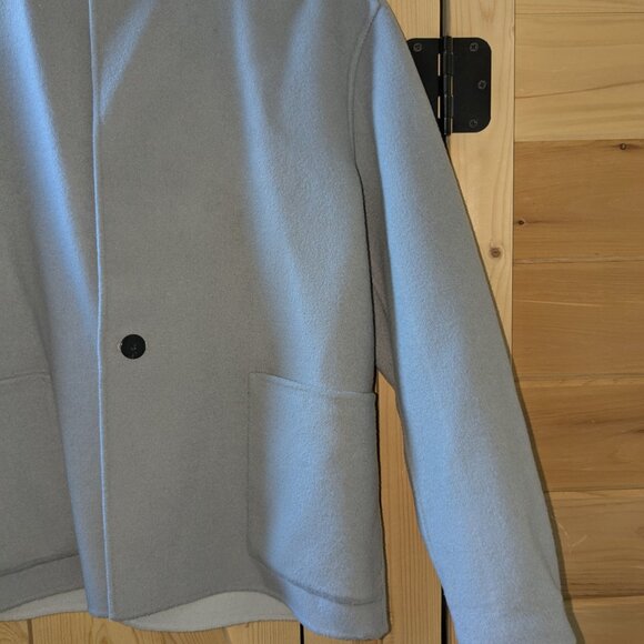 THEORY Reversible Boy Coat Doubleface Wool Jacket Pockets Size Med Grey Blazer - Picture 4 of 11